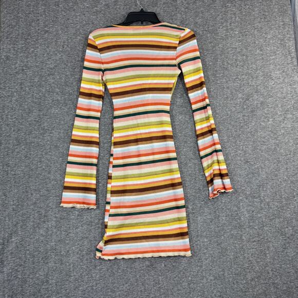 ASOS Women's Small Striped See Through Crochet Beach Coverup Dress Multicolor - Picture 2 of 5